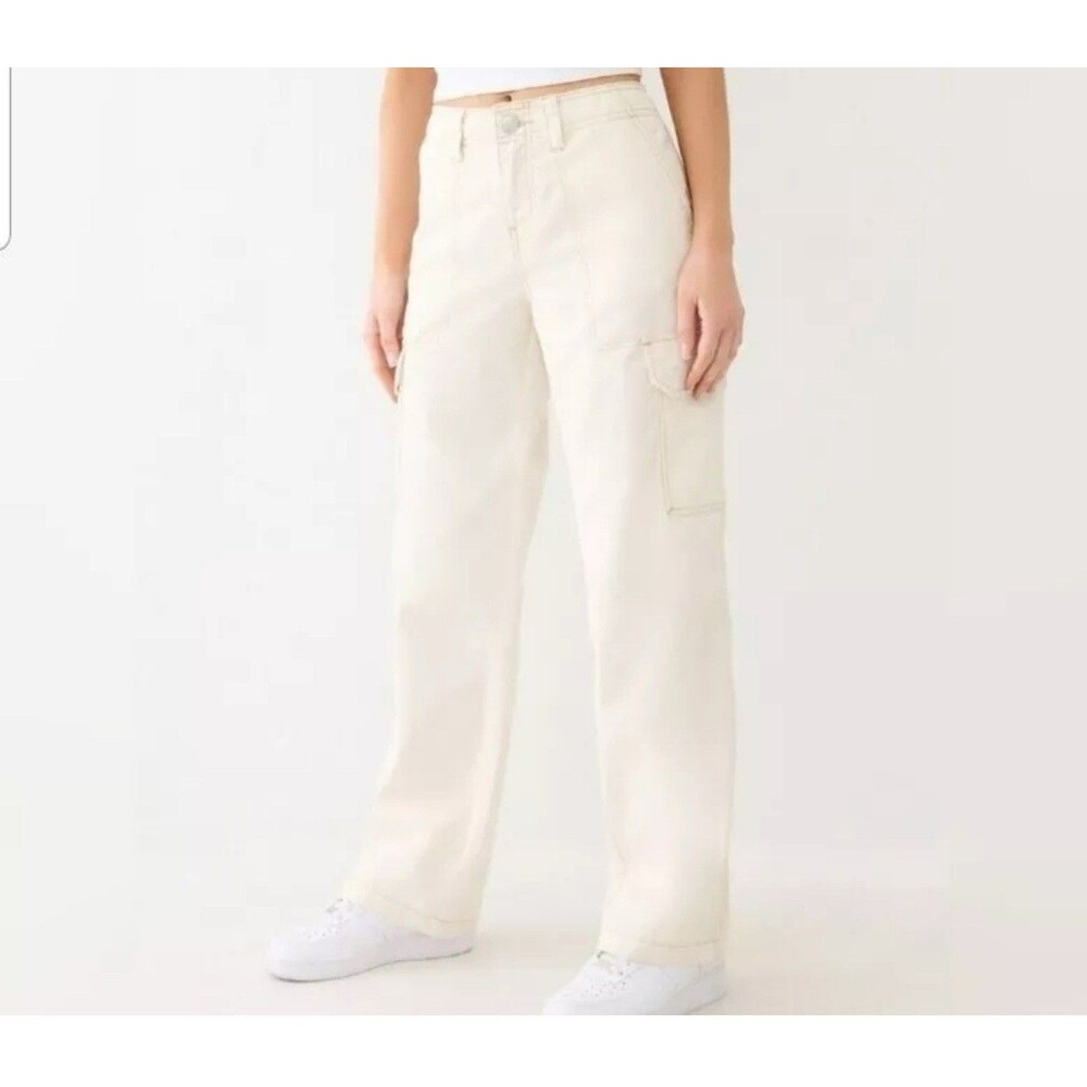 True Religion NWT Military Single Needle Cargo Pants Winter White Size 30